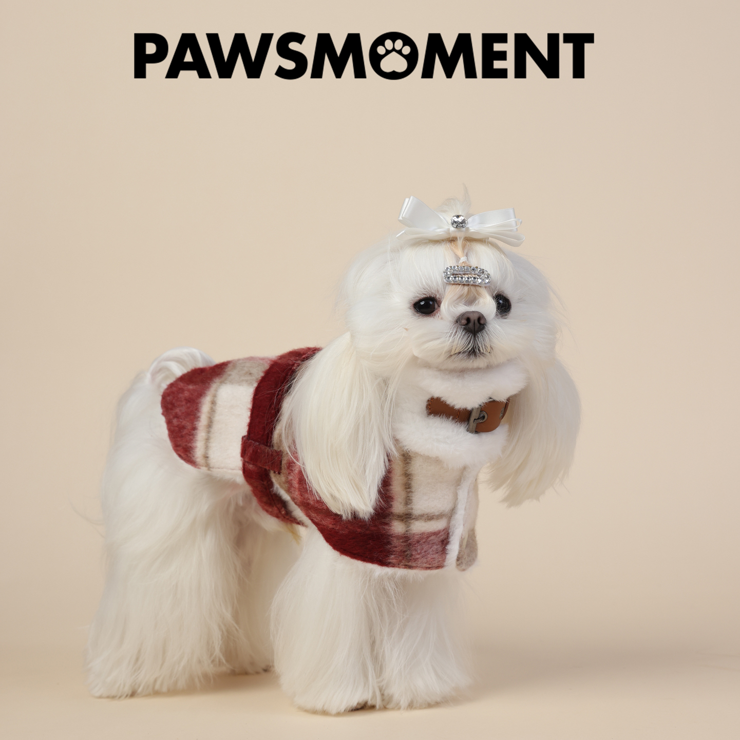 PAWSMOMENT·宠物衣服新年红格子毛呢斗篷纳瑞泰迪灵缇春季新款