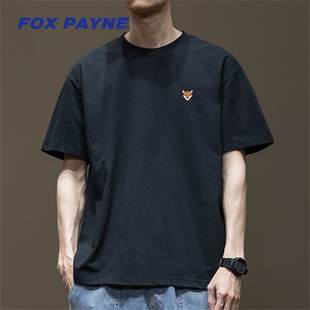PAYNE小狐狸冰丝短袖 半袖 T恤男黑色夏季 薄款 体恤 宽松男士 英国FOX