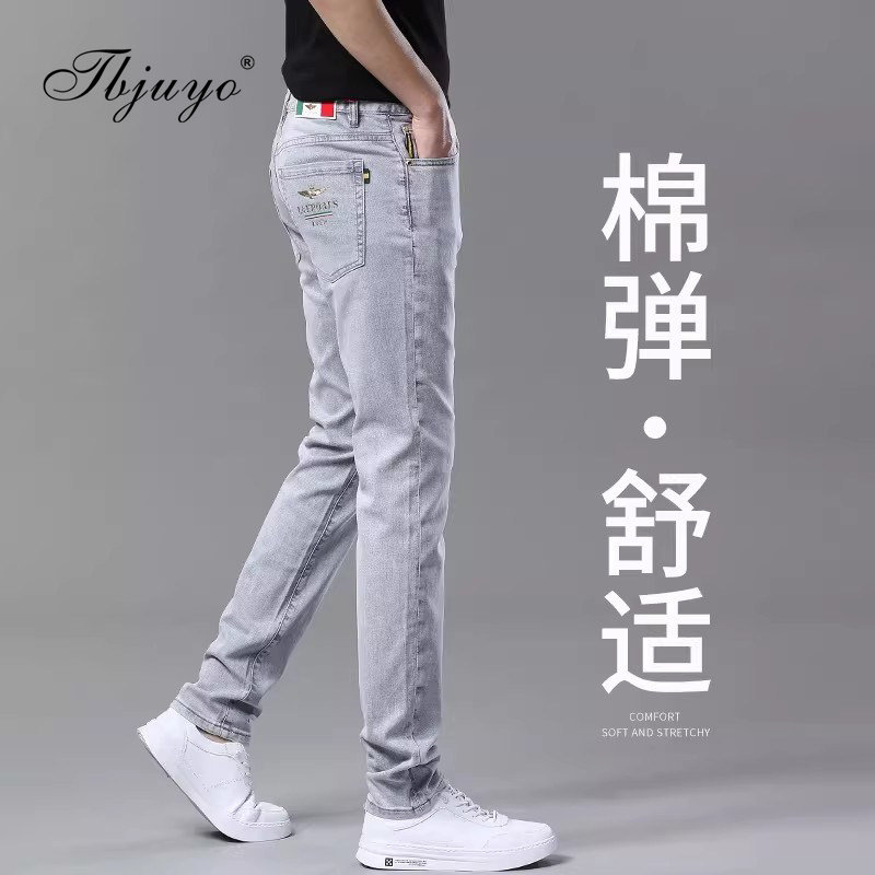 高端品质牛仔裤男士2026夏季薄款潮流时尚棉弹休闲裤修身直筒长裤
