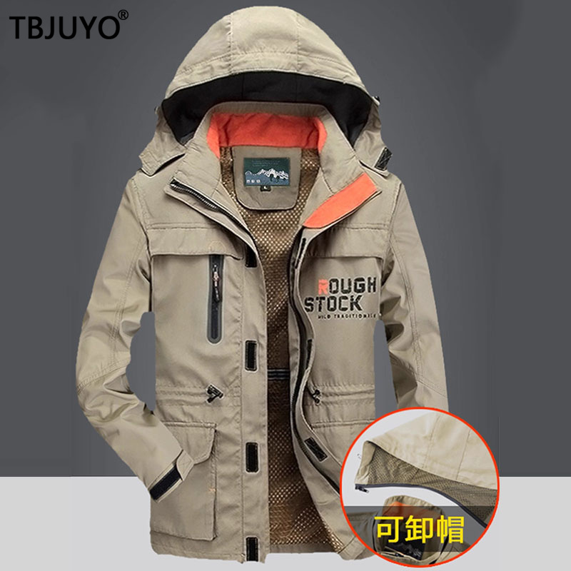 TBJUYO户外防风冲锋衣男士2025年秋季新款高端正品加棉爸爸装外套