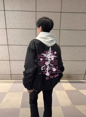 LTL 美式复古黑色棒球服夹克男春秋季新款小众设计感百搭情侣外套