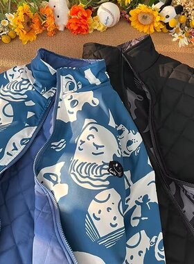 自家图MY02 双面穿夹棉棉衣 蓝 黑 M~2XL