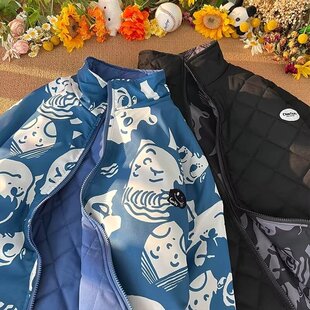 自家图MY02 双面穿夹棉棉衣 蓝 黑 M~2XL