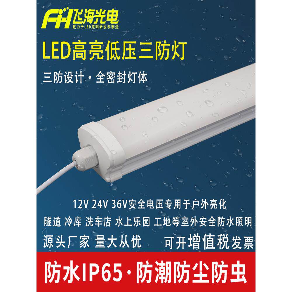 DC12V24V36V三防灯led低压防水防潮超亮一体化长条灯冷库户外灯管