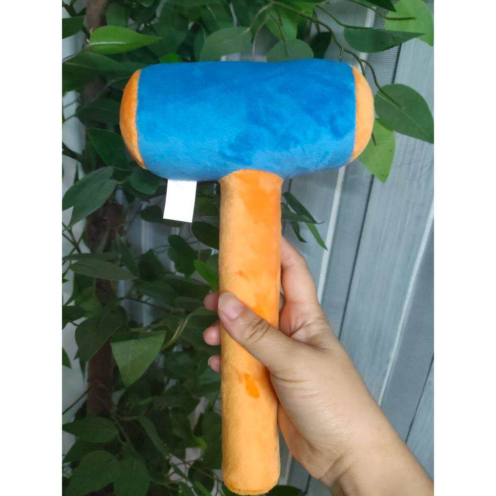 蓝桔色中号毛锤子演戏道具教具布锤非充气棉锤子软pp棉泡沫棒锤玩