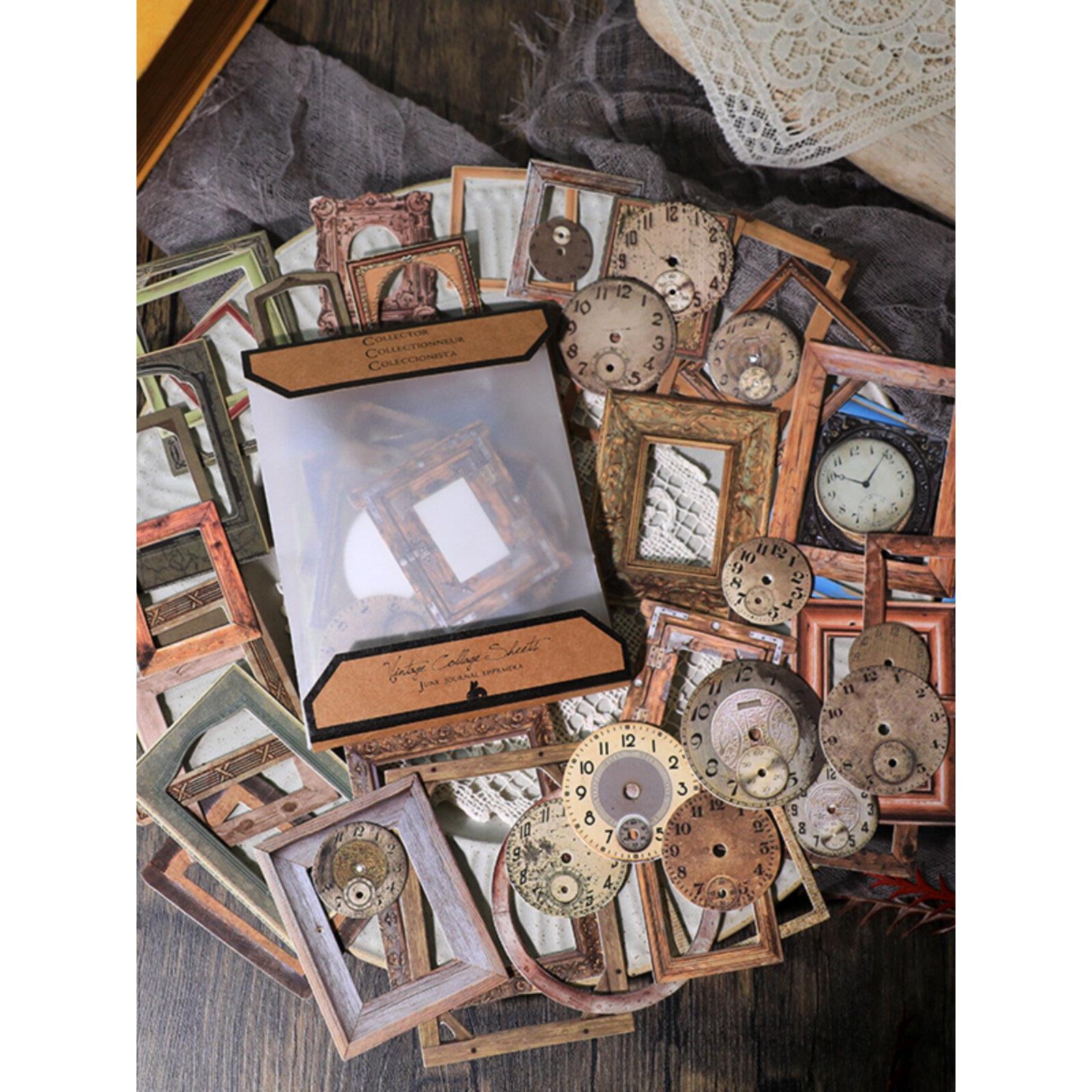 兔子家复古表盘手账边框素材百搭白色相框装饰junkjourna文艺素材