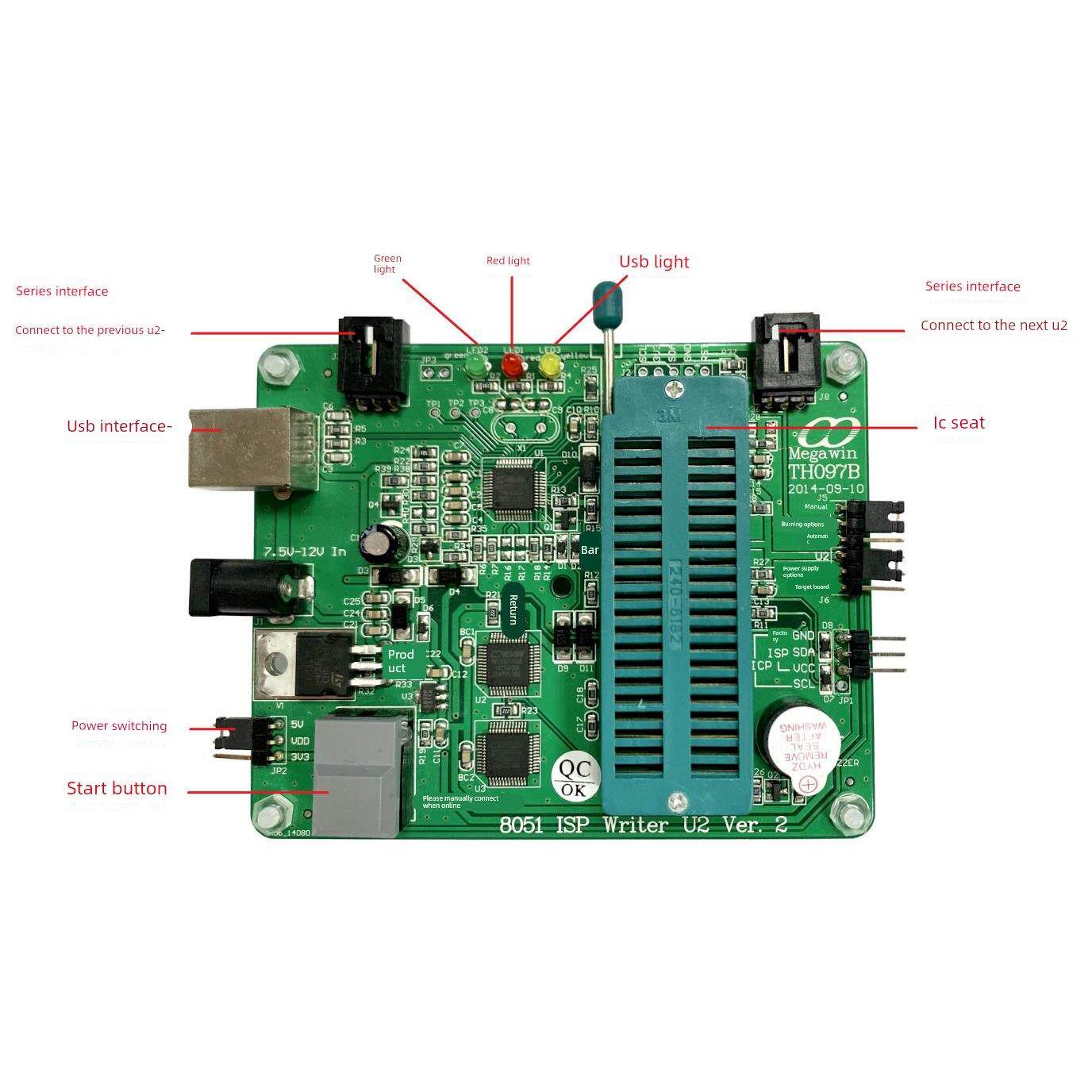 笙泉科技8051系列ISP U2编程器  送电源+数据线
