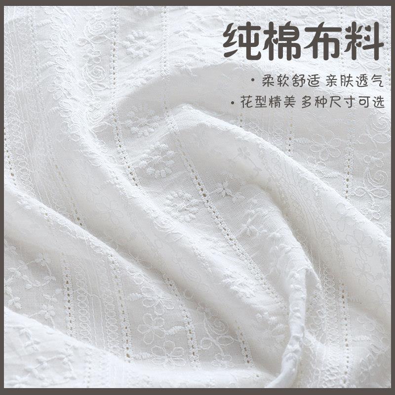 纯棉布料绣花棉布镂空刺绣连衣裙衬衫儿童服装diy娃衣布料