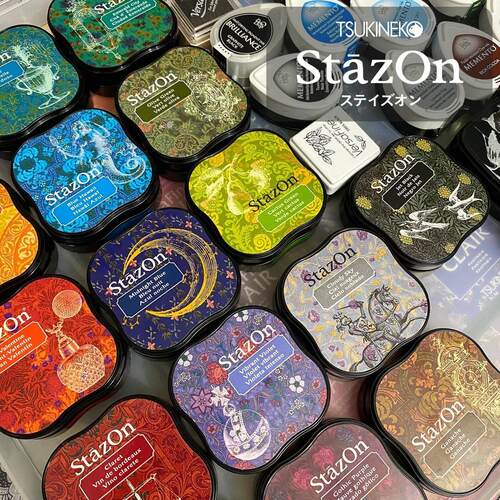 日本TSUKINEKO月猫StazOn迷你速干印台17色手账多用油性颜料印泥