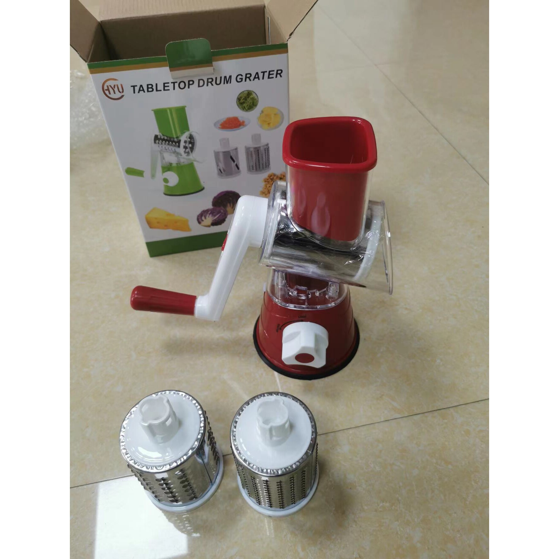 多功能切菜器手摇旋转刨丝器三合一滚筒切菜器立式四合一切片器