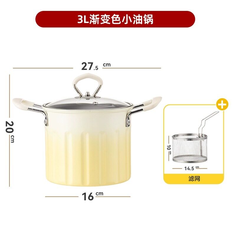 家用小型炸天妇罗炸串油炸锅 带防烫手柄304不锈钢滤网多功能炸锅