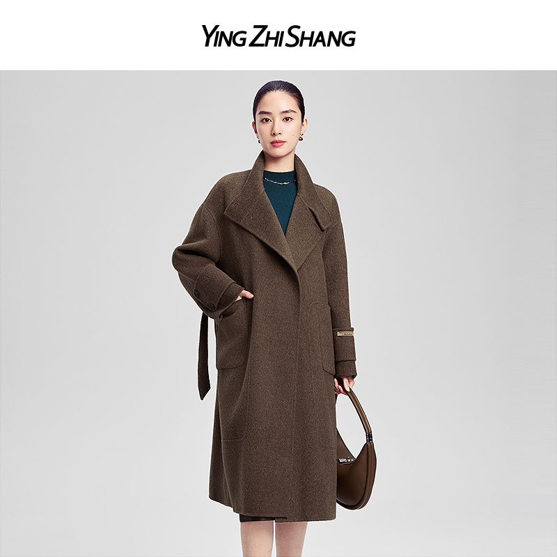 冬季新款摩卡棕H型长袖大衣