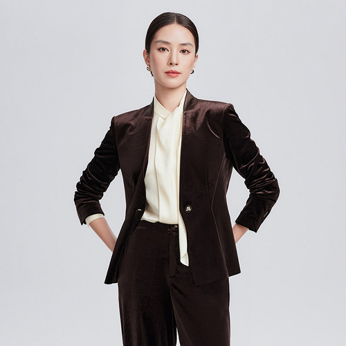 高智感醋酸丝绒西装外套