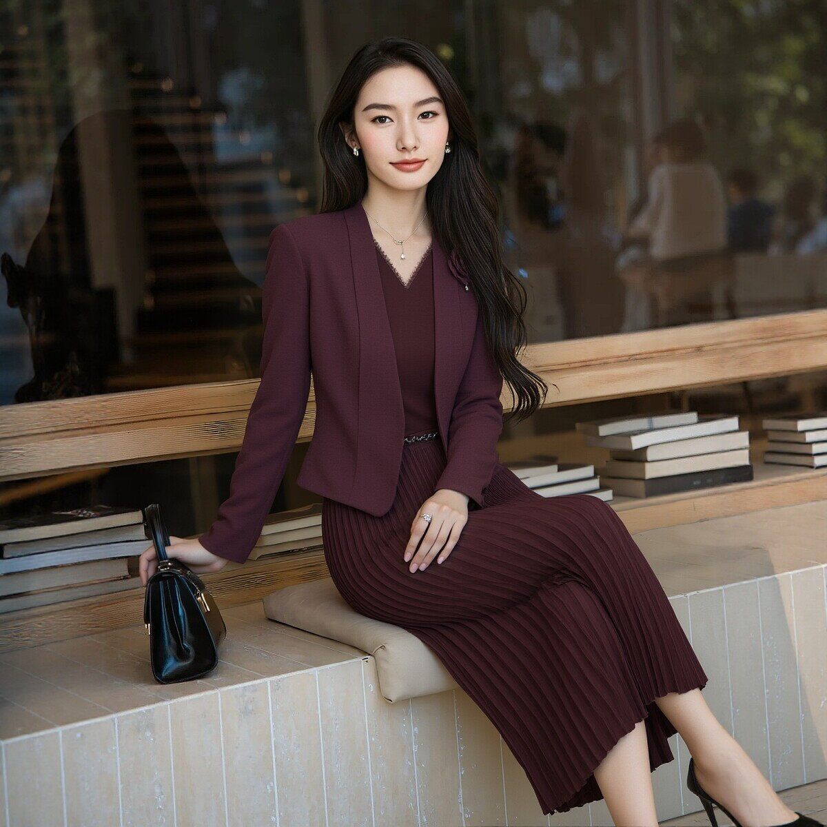 赢智尚醋酸西装连衣裙女