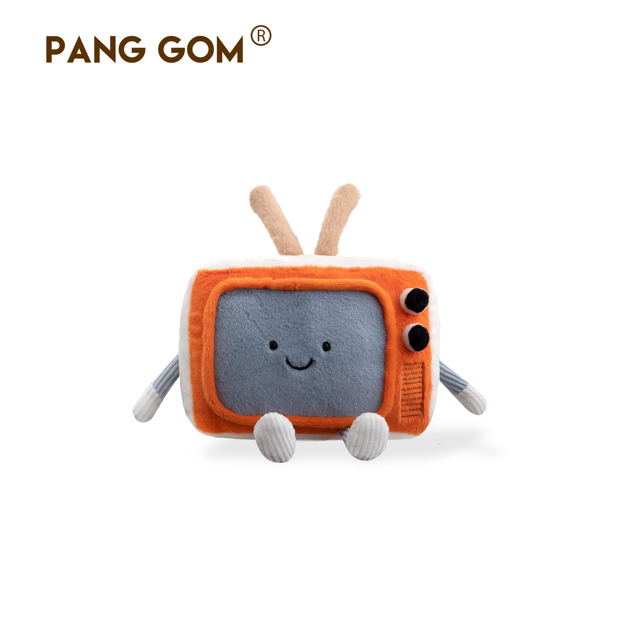 PANG GOM摩登复古电视机毛绒玩具老式电视治愈可爱送礼玩偶公仔