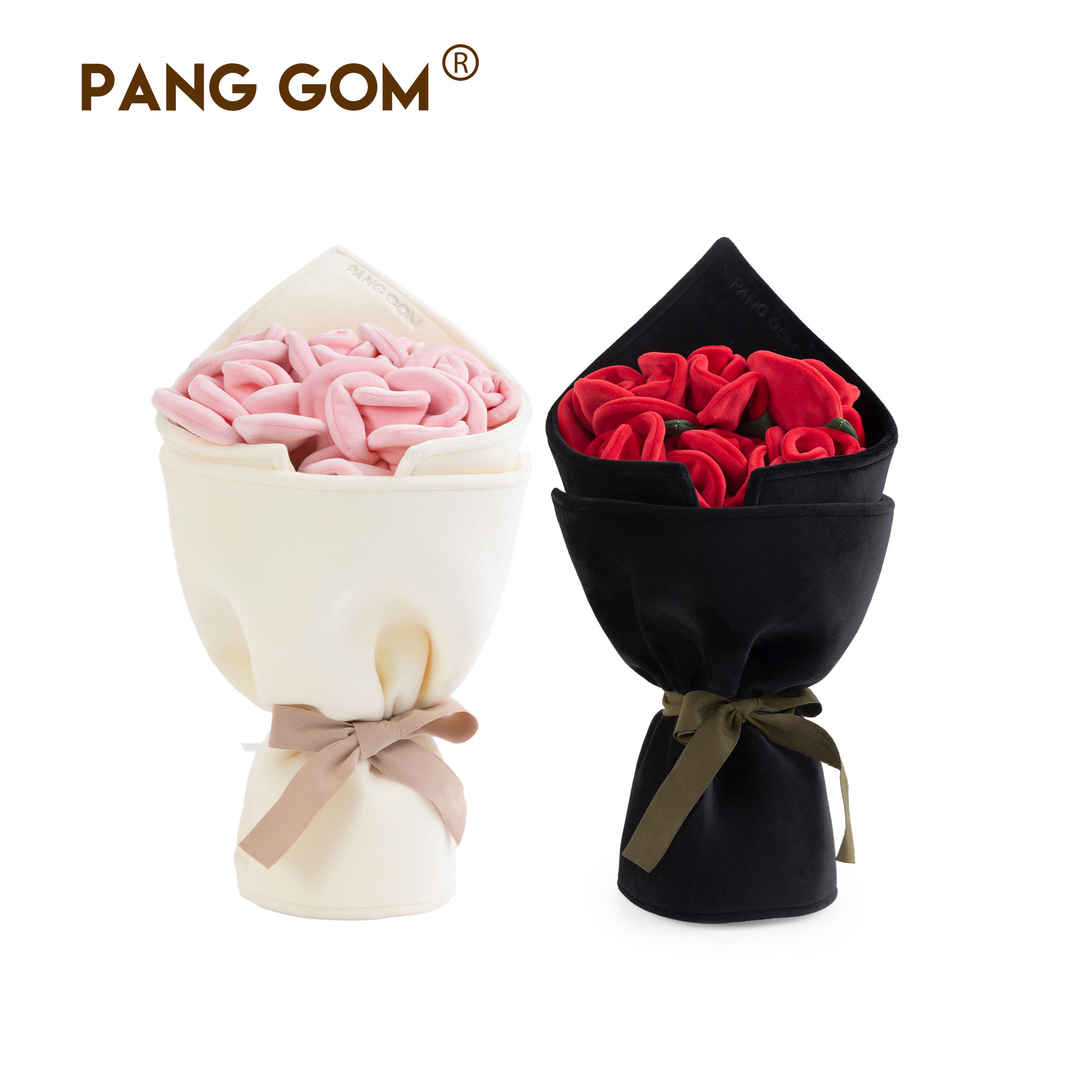 PANG GOM手捧玫瑰花毛绒玩具结婚送礼表白生日情人节花束玩偶礼物