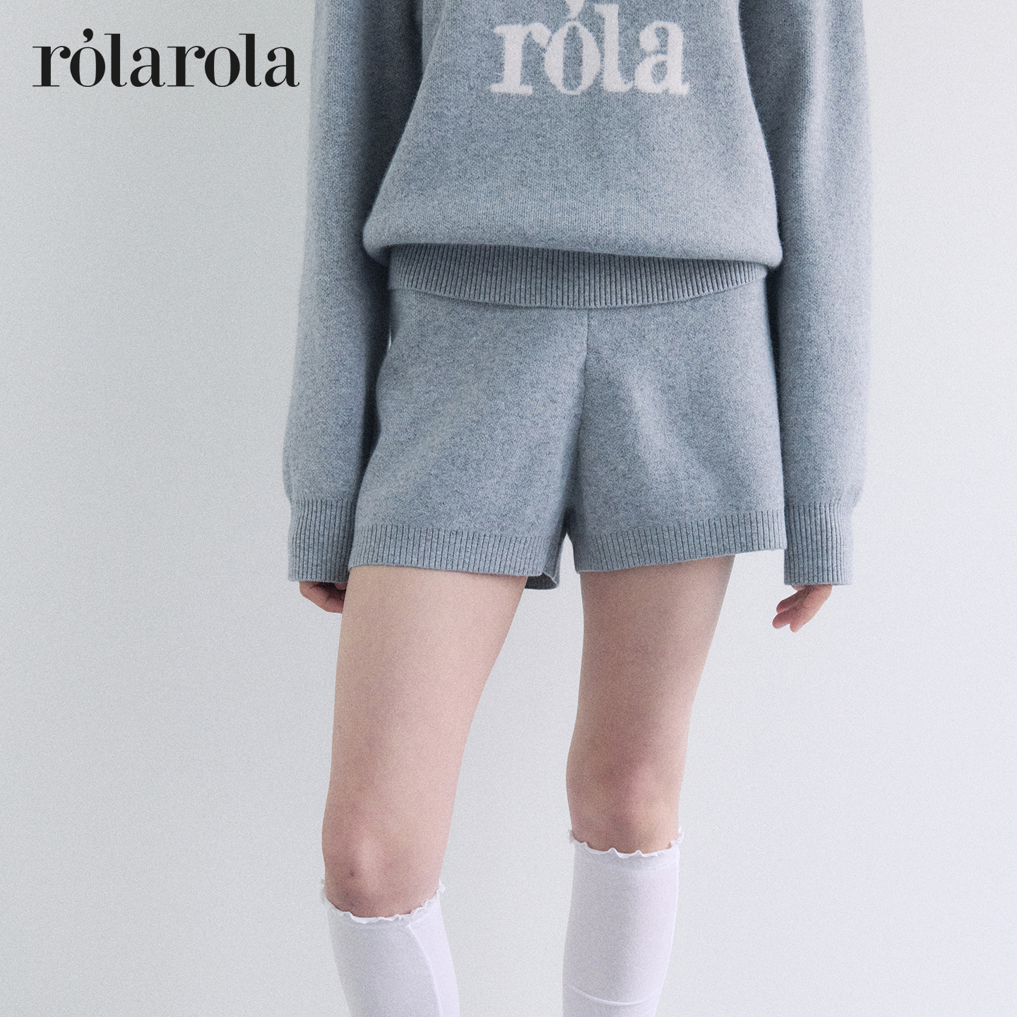 ROLAROLA2025年秋季新针织休闲短裤女高腰甜美百搭阔腿裤套装