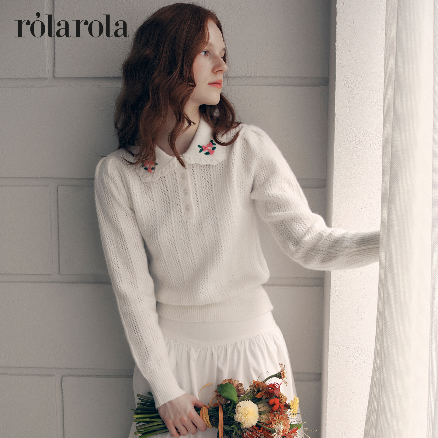 25年秋季韩式复古翻领长袖针织衫