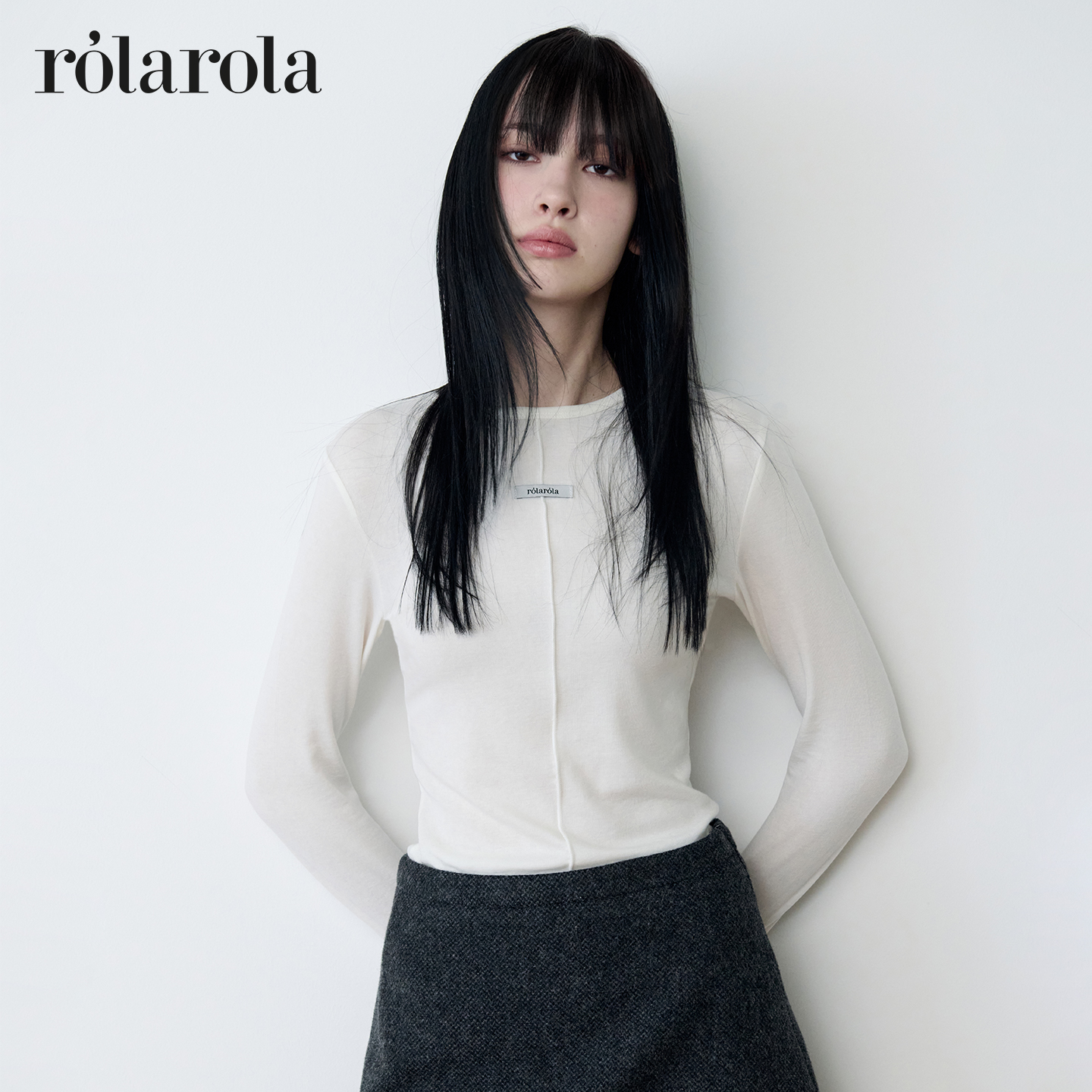 ROLAROLA25年秋冬新品羊毛修身打底衫休闲轻暖内搭长袖圆领上衣