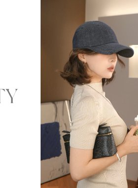 牛仔棒球帽女2025新款大头围秋冬蓝色亚麻宽帽檐大脸显脸小超好看