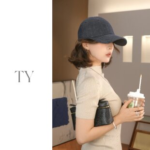 牛仔棒球帽女2025新款 大头围秋冬蓝色亚麻宽帽檐大脸显脸小超好看