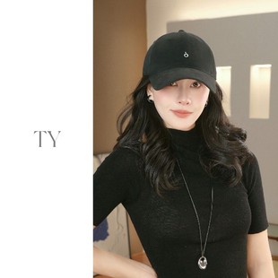 超好看字母刺绣黑色棒球帽宽帽檐大脸显脸小女款2025新款帽子鸭舌