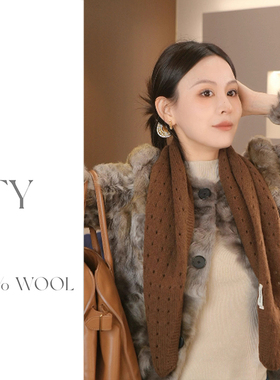 羊毛羊绒围巾女披肩两用薄款2025新款冬时尚洋气高档蓝色红色女士