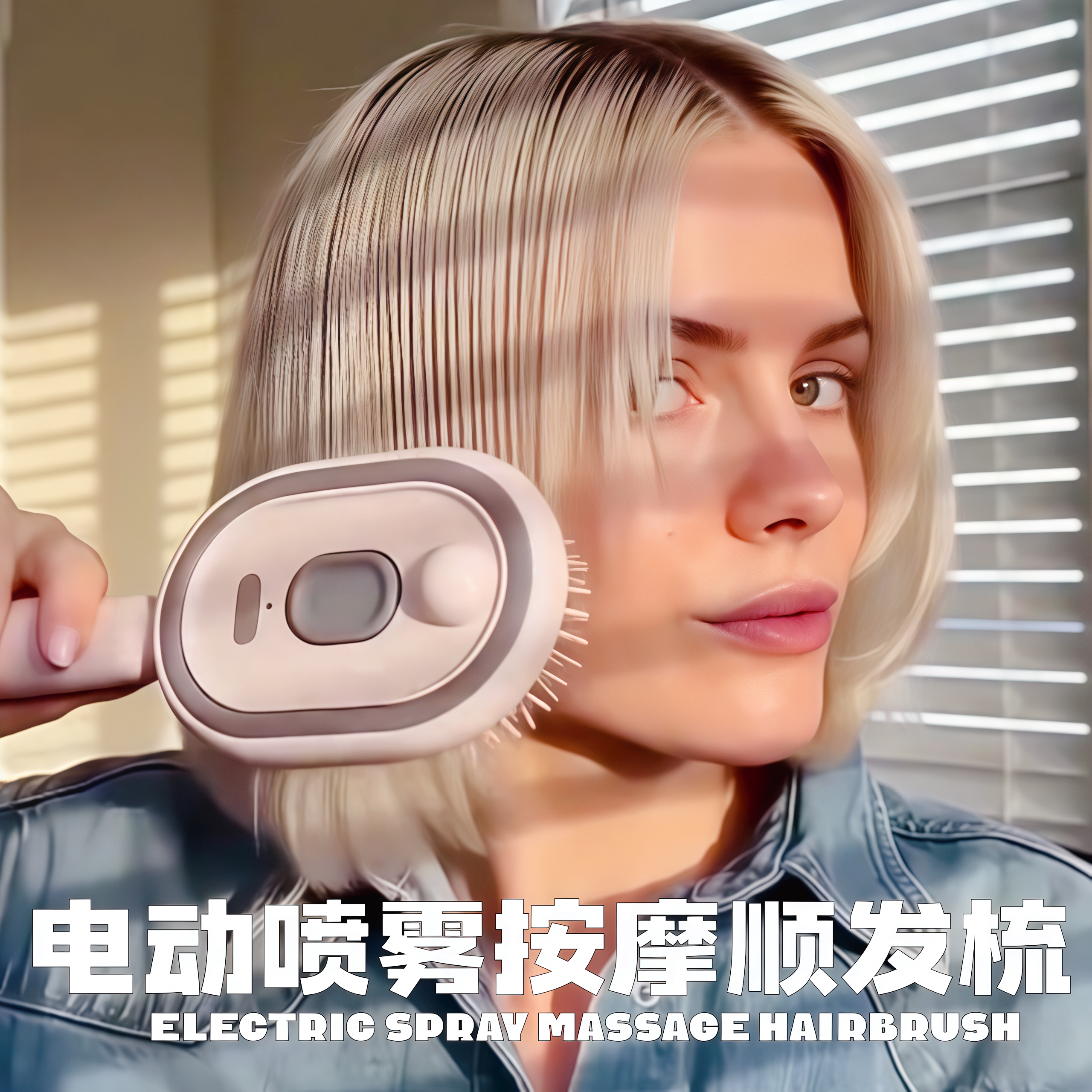 电动喷雾防静电顺发按摩梳图片