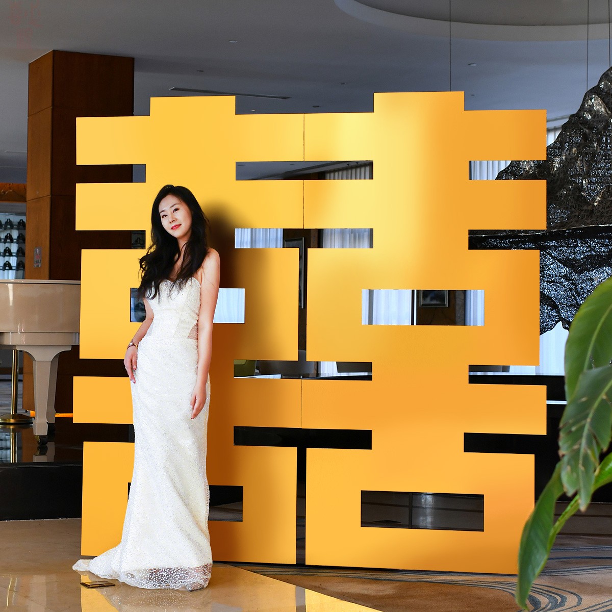 超大金色喜字kt板结婚酒店立体囍字布置婚房装饰订婚晨袍拍照背景