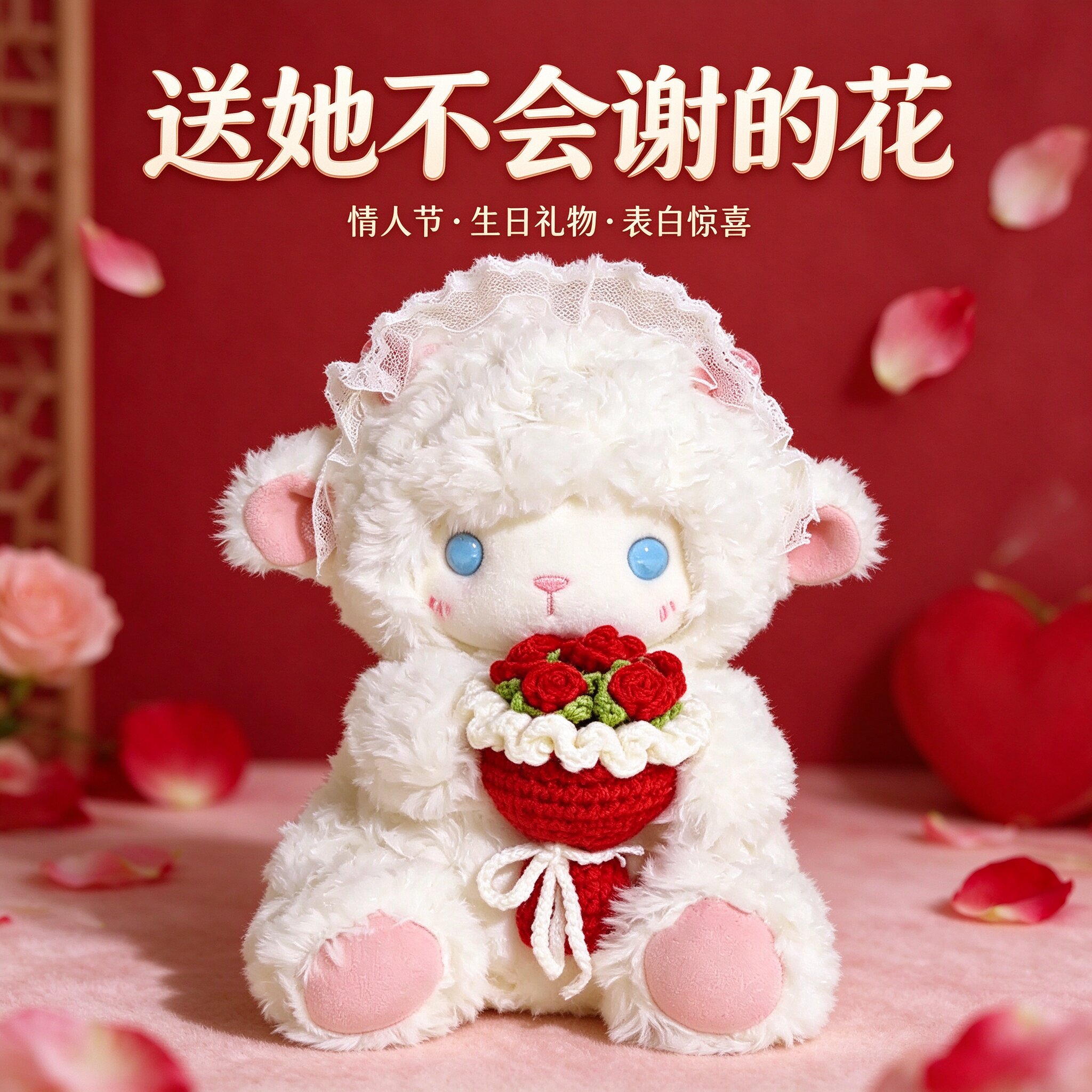 可爱蕾丝小羊公仔情人节礼物