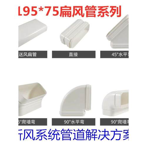 195*75通风系统矩形管道PVC方管扁管排烟管家用新风排气管120x50