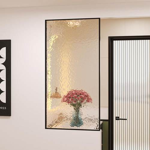 水波纹玻璃屏风隔断客厅入户玄关半墙卫生间洗手台干区艺术玻璃