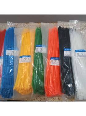 5*300mm尼龙扎带彩色扎带捆扎索带红绿蓝黄黑白灰橙色塑料