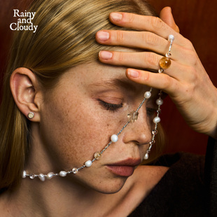 Rainy and Cloudy回忆片段｜黄水晶碎银珍珠项链碎银珍珠长毛衣链