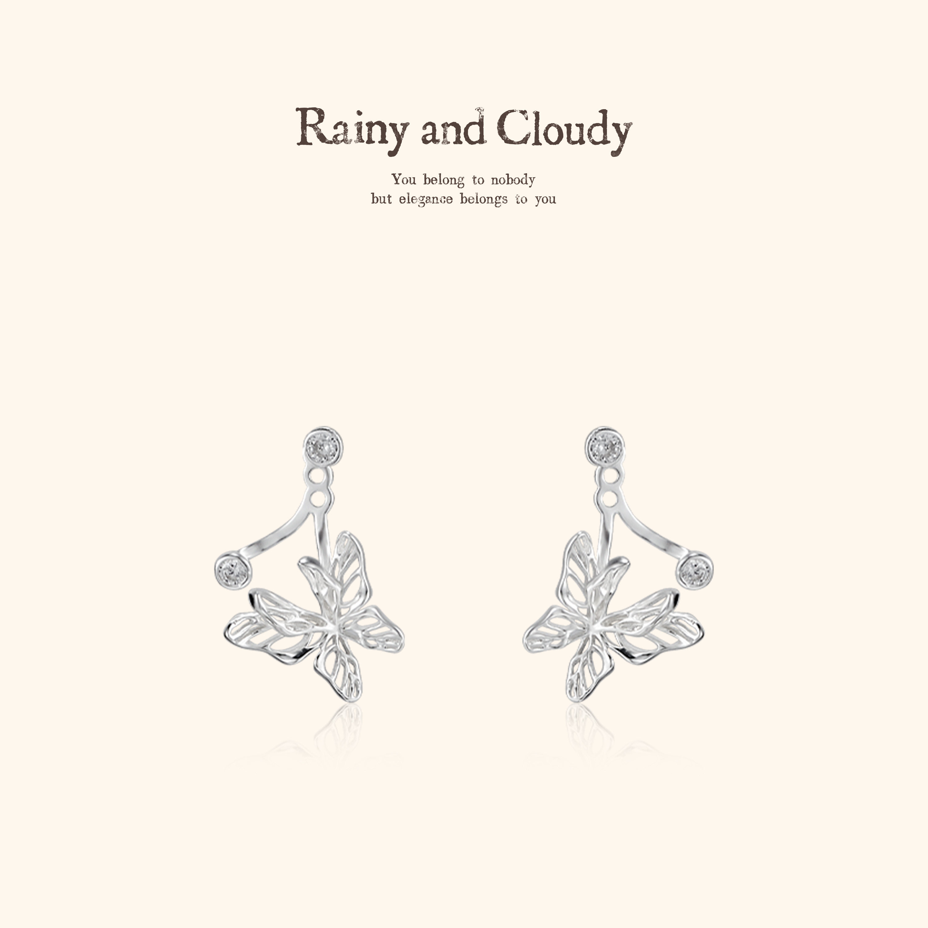 Rainy and Cloudy蝴蝶咏叹调｜隐藏悬浮耳钉六蝶悬垂蝴蝶耳钉银饰