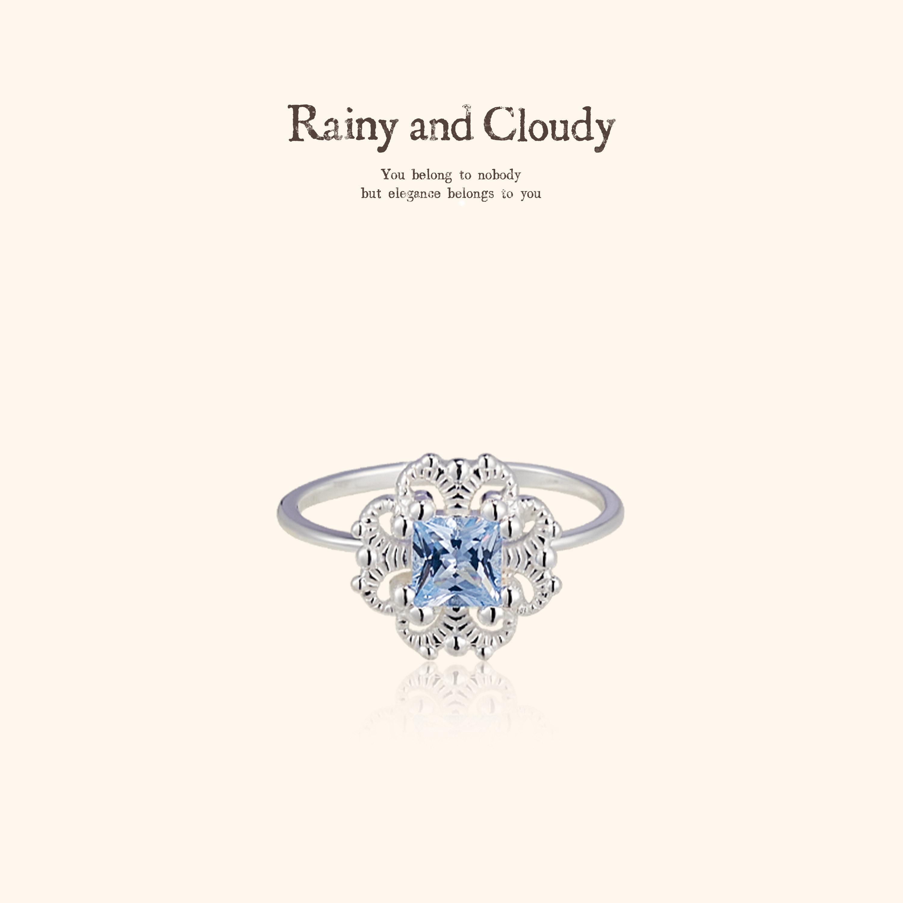 Rainy and Cloudy音乐｜低音谱号橄榄色戒指 耳钉 海蓝色戒指耳钉
