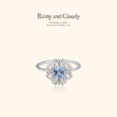 Rainy 海蓝色戒指耳钉 耳钉 and Cloudy音乐｜低音谱号橄榄色戒指