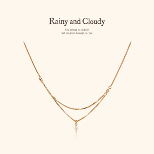 白日梦菱形双层项链 Cloudy白日梦｜菱形镀18k金锁骨链 Rainy and