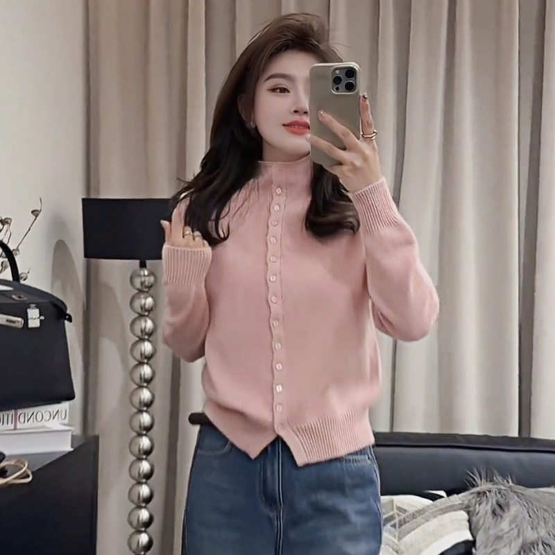 粉色半高领内搭打底毛衣开衫女2025新款秋冬宽松超好看针织衫上衣,个性定制/设计服务/DIY,棉服工装,淘宝优惠券,粉丝福利购,淘宝优惠卷