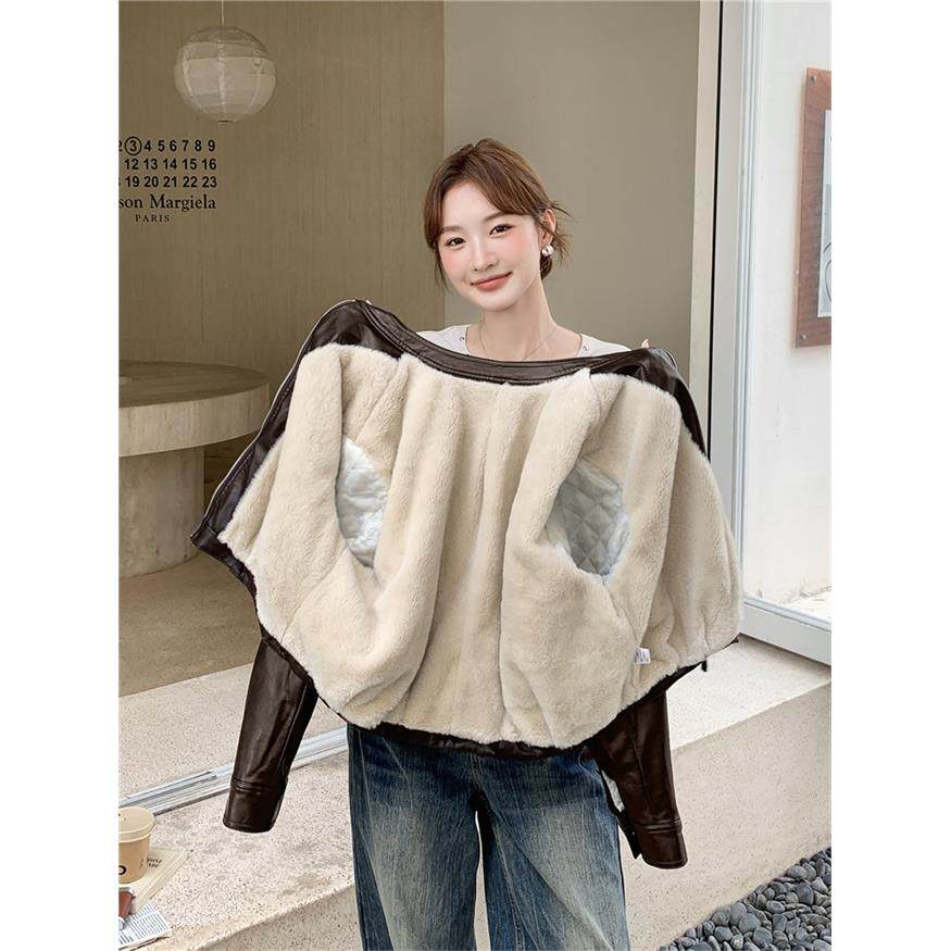 美式酷飒风羊羔毛皮毛一体短款皮衣外套女秋冬2025新款巨好看棉服,女装/女士精品,短外套,淘宝优惠券,粉丝福利购,淘宝优惠卷