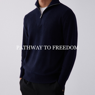 PTOFF【臻品高奢】半拉链高领羊毛衫16针精织桑蚕丝混纺毛衣