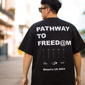 情侣短袖 PTOFF复古美式 潮牌宽松运动300G重磅纯棉高街男女同款 T恤