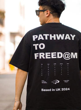 PTOFF复古美式潮牌宽松运动300G重磅纯棉高街男女同款情侣短袖T恤