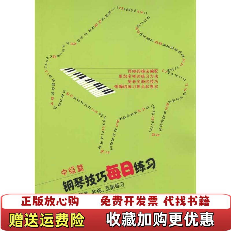 【正版图书】钢琴技巧每日练习音阶琶音和弦五指练习中级篇常桦朱迪著人民音乐出版社9787103038727
