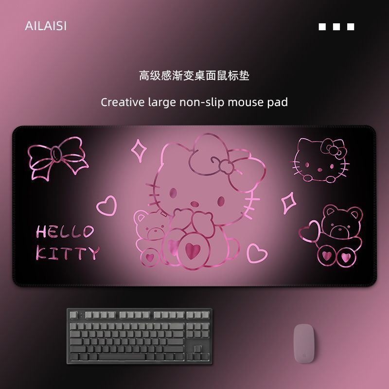 可爱通用HelloKitty凯蒂猫超大号鼠标垫学生宿舍电脑键盘桌垫子