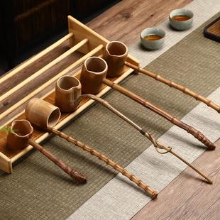 复古长柄舀水勺家用水瓢竹制打酒勺竹根水勺竹鞭酒提子打酒器 中式