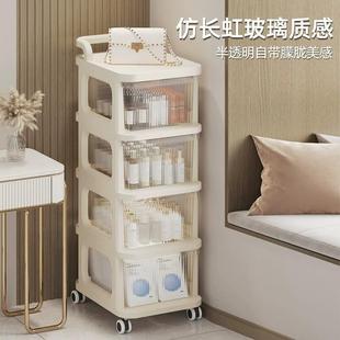 小推车置物架零食玩具婴儿用品收纳柜带轮杂物收纳架 透明抽屉式