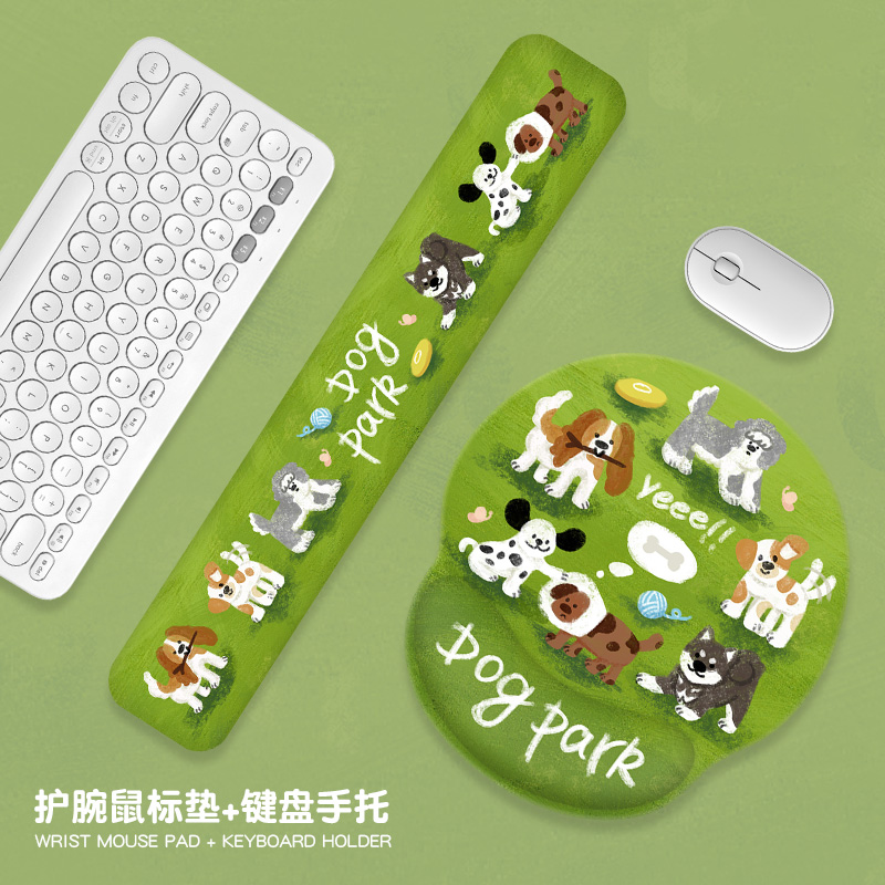 卡通小狗鼠标垫护腕垫耐磨一整套