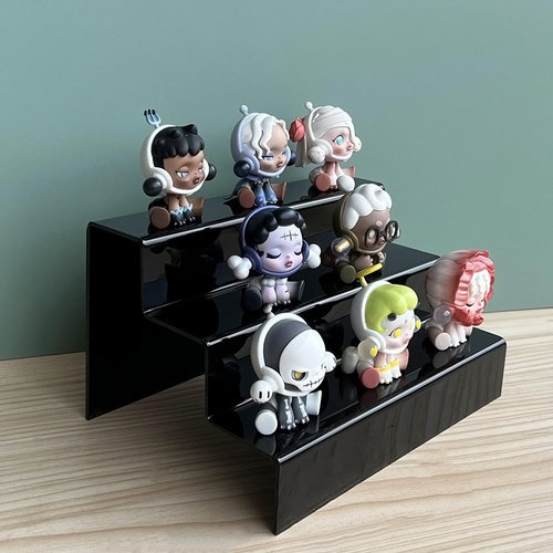 黑色亚克力梯形展示架手办摆件收纳架香水陈列多层直播置物架定制