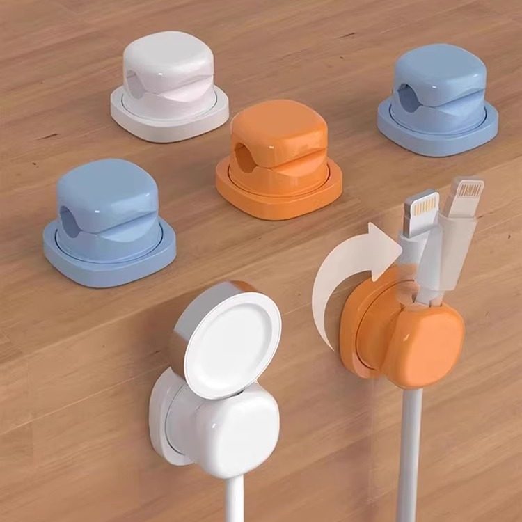 理线器桌面数据线收纳整理集线手机充电线可旋转夹弹簧固定理线器